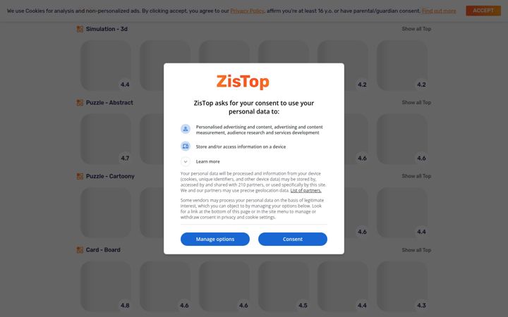 Screenshot ta' zistop.com