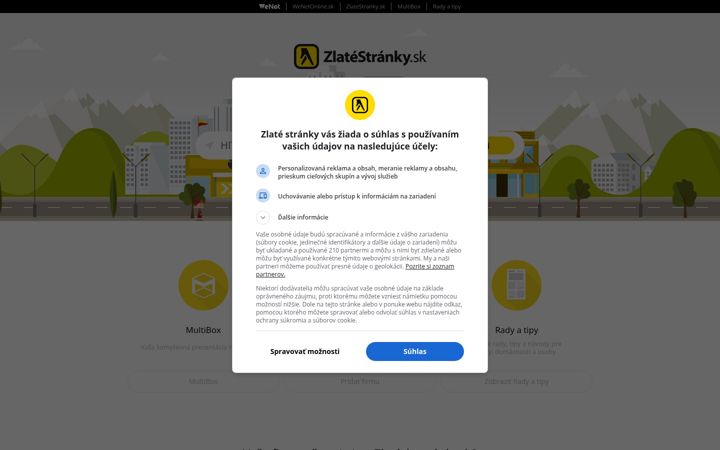 Screenshot of zlatestranky.sk