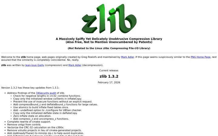 Skærmbillede af zlib.net