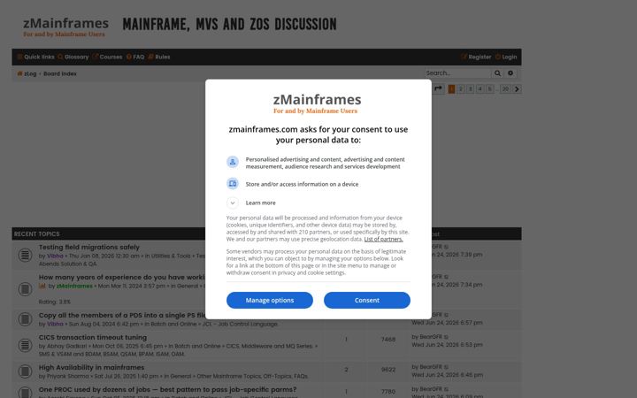 Ekrano kopija zmainframes.com