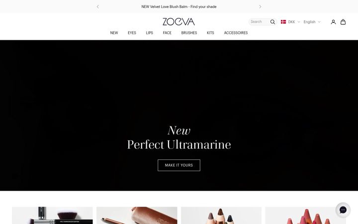 Screenshot of zoevacosmetics.com