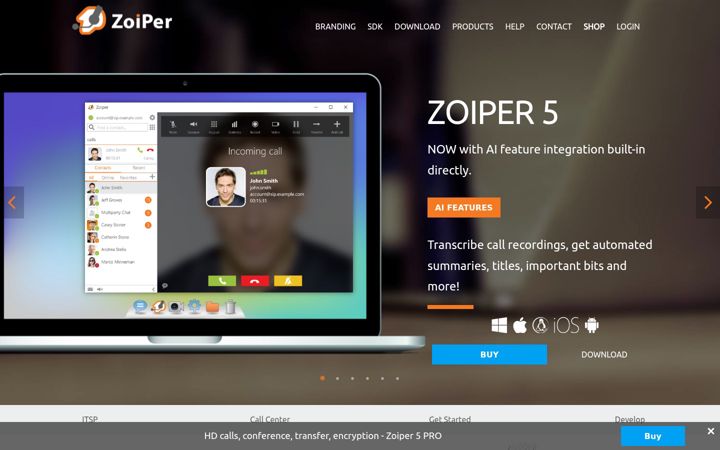 Snímek obrazovky zoiper.com