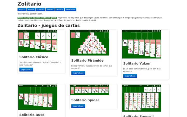 Screenshot of zolitario.com