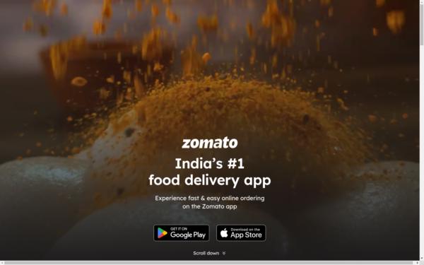 Screenshot of zomato.com