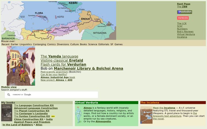 Screenshot of zompist.com