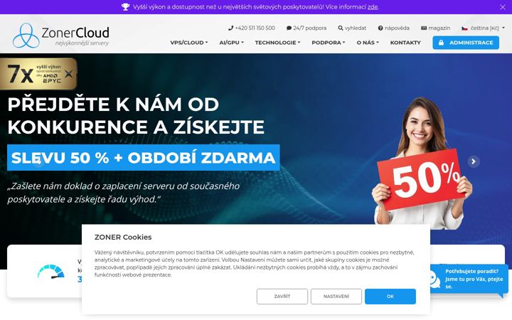 Screenshot of zonercloud.cz