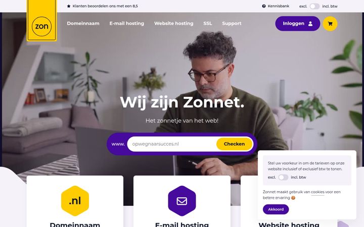 Captura de pantalla de zonnet.nl