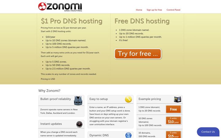 Screenshot of zonomi.com