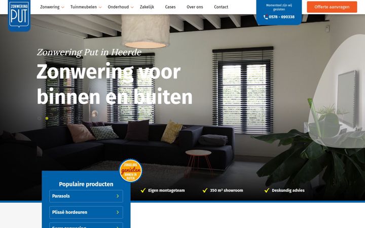 Screenshot of zonweringput.nl