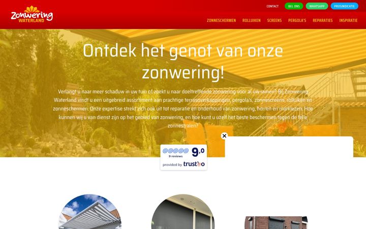Екранна снимка на zonweringwaterland.nl