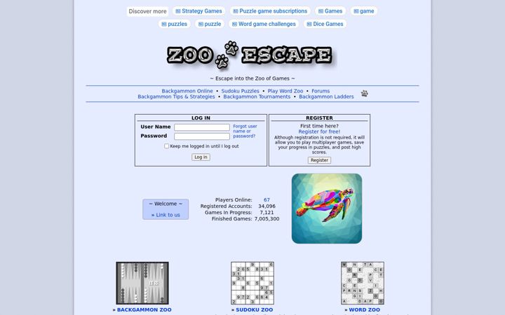 Screenshot of zooescape.com