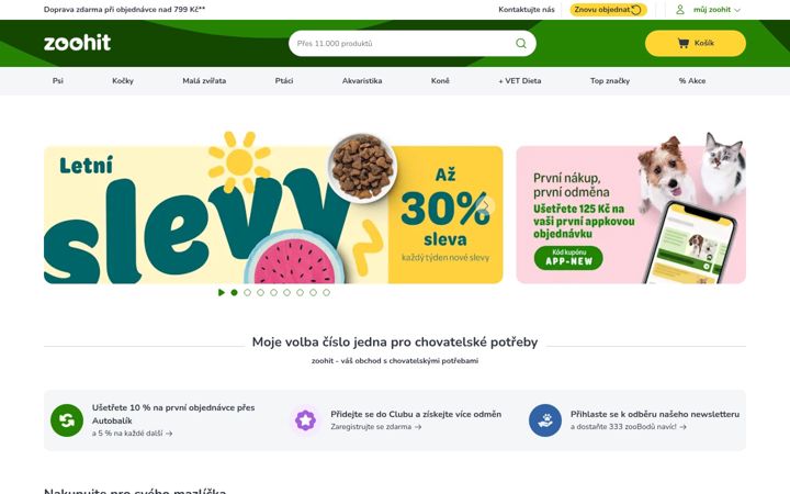 Screenshot of zoohit.cz