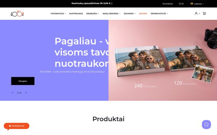 Snímek obrazovky zoombook.lt