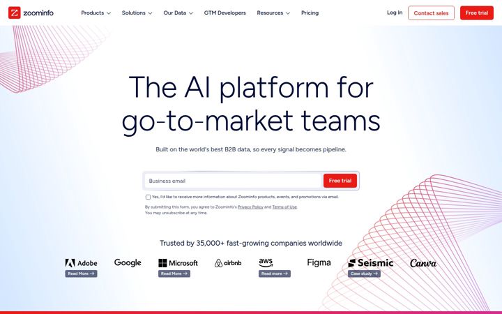 Screenshot of zoominfo.com