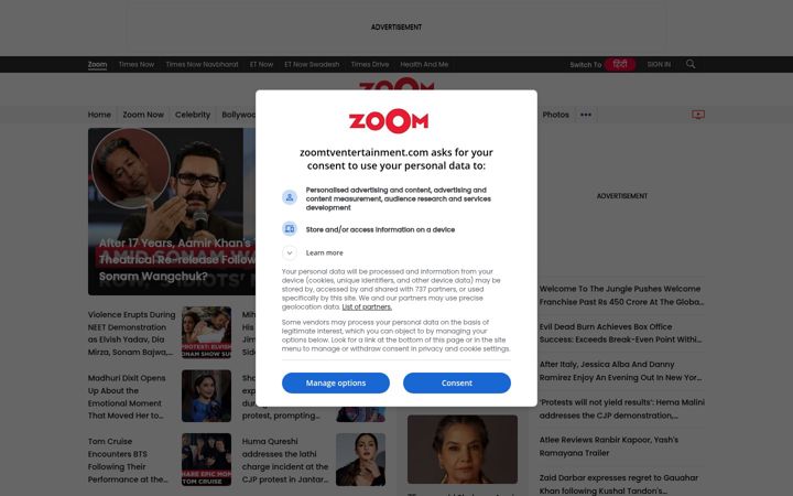 Zrzut ekranu zoomtventertainment.com