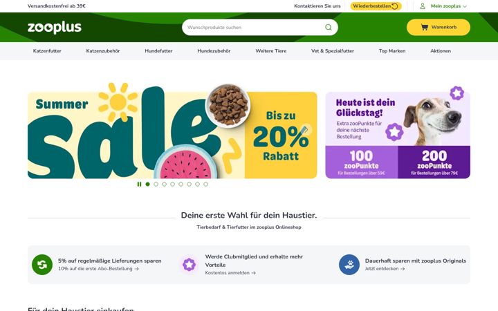 Screenshot of zooplus.at