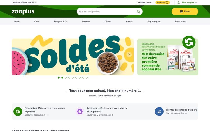 Screenshot of zooplus.be