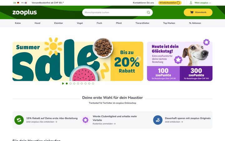 Captura de ecrã de zooplus.ch