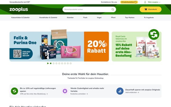 Captura de pantalla de zooplus.de