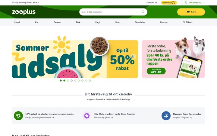 Screenshot of zooplus.dk
