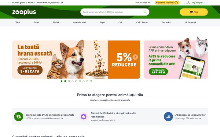 Screenshot of zooplus.ro
