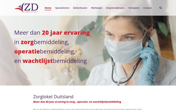 Skærmbillede af zorgloketduitsland.nl