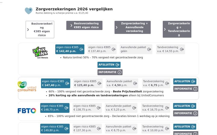 Екранна снимка на zorgverzekeringen2026.nl