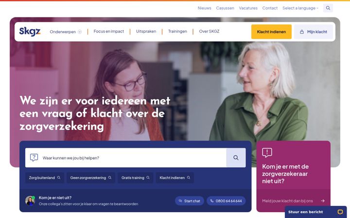 Snímek obrazovky zorgverzekeringslijn.nl