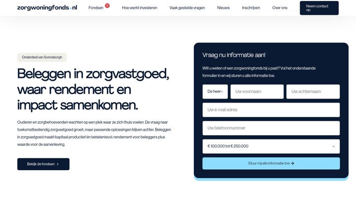 Screenshot di zorgwoningfonds.nl