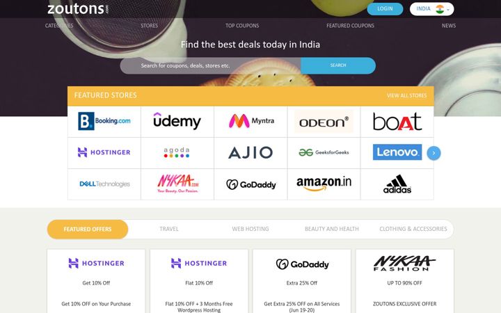 Screenshot of zoutons.com