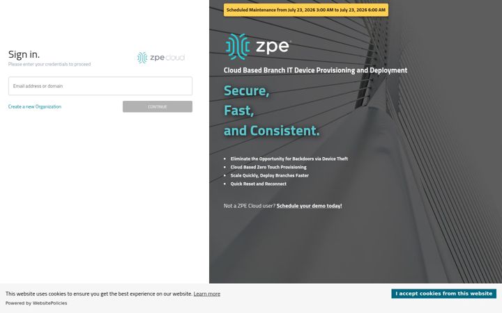 Screenshot of zpecloud.com