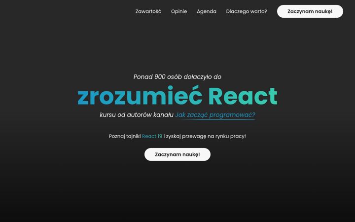 Snímek obrazovky zrozumreact.pl