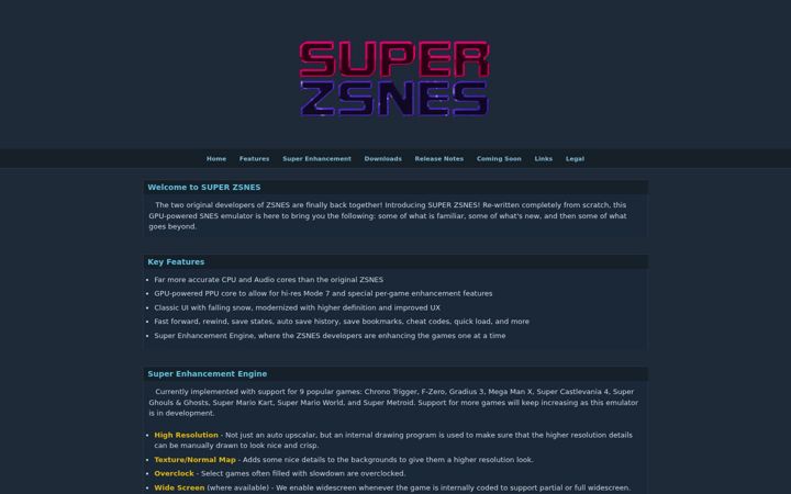 Screenshot of zsnes.com