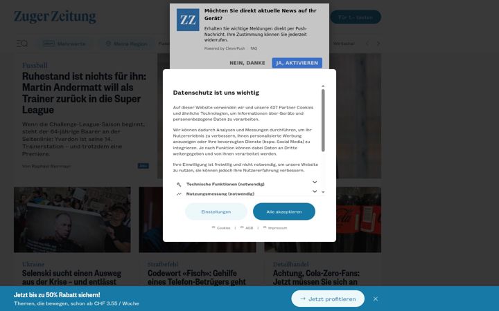 Screenshot του zugerzeitung.ch