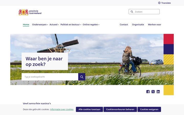 Screenshot of zuid-holland.nl