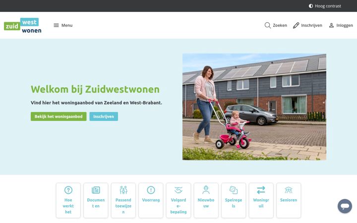 Screenshot of zuidwestwonen.nl