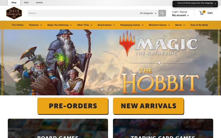 Screenshot of zulusgames.com