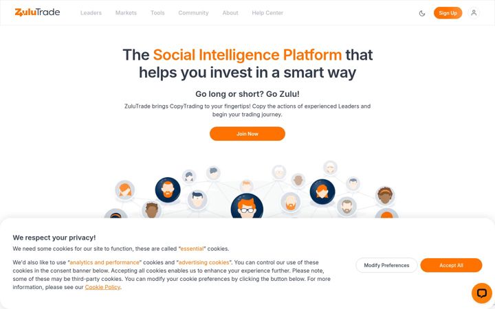 Screenshot of zulutrade.com