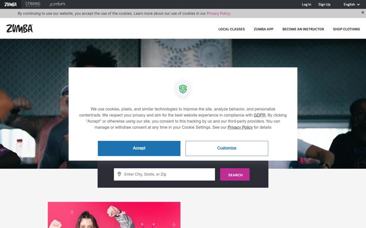 Zrzut ekranu zumba.com