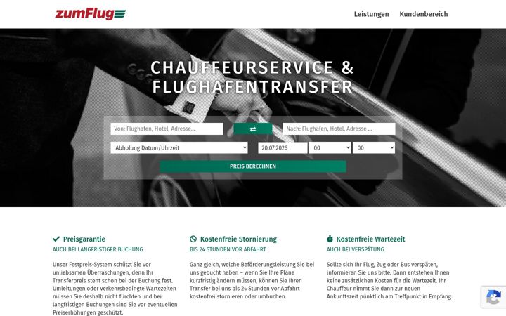 Screenshot of zumflug.de