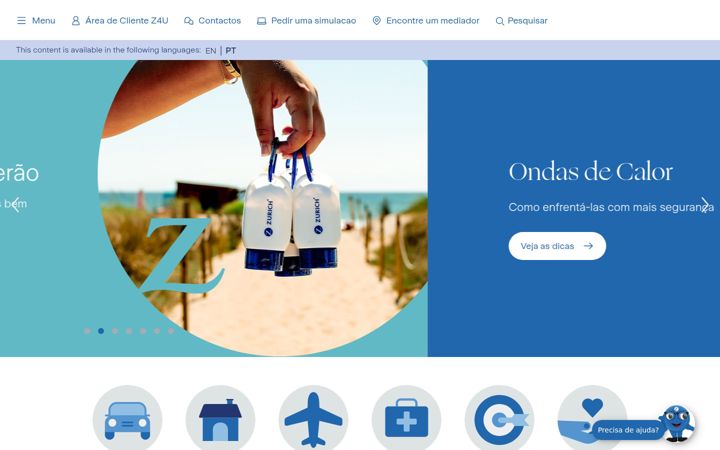 Screenshot ta' zurich.com.pt