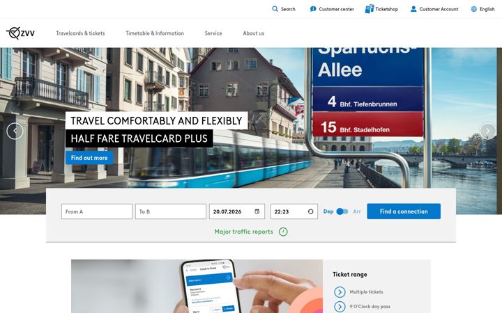 Screenshot of zvv.ch