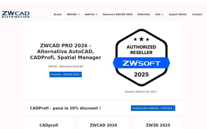 Kuvakaappaus sivustosta zwcad-distrib.ro