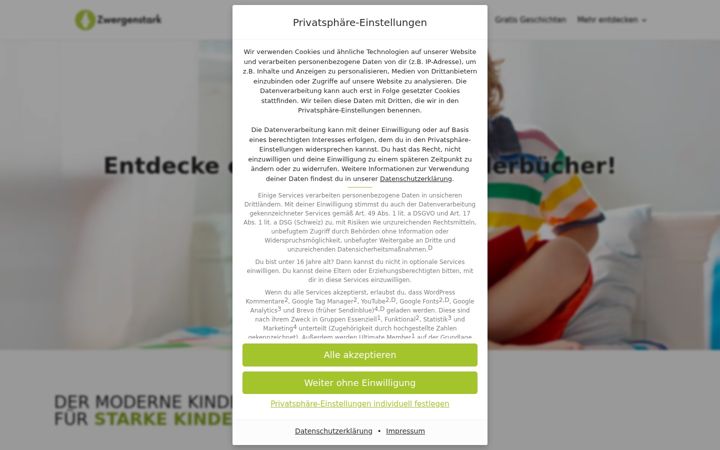 Captura de ecrã de zwergenstark.de