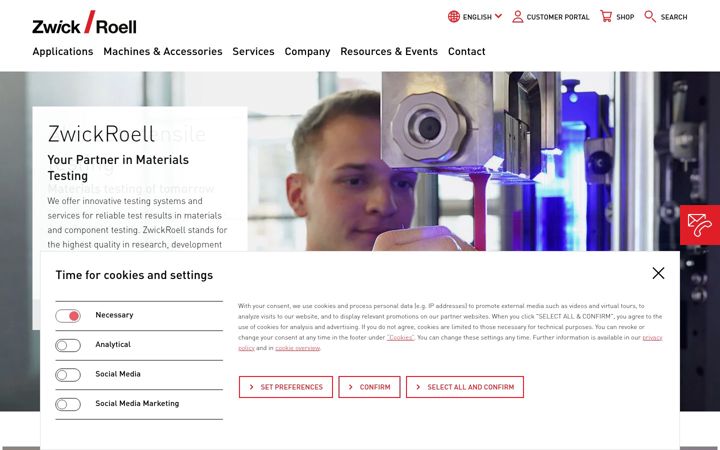 Screenshot of zwickroell.com