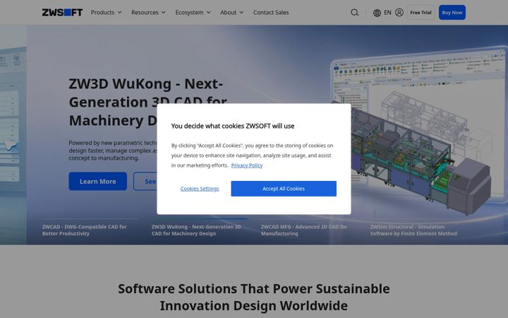 Screenshot of zwsoft.com