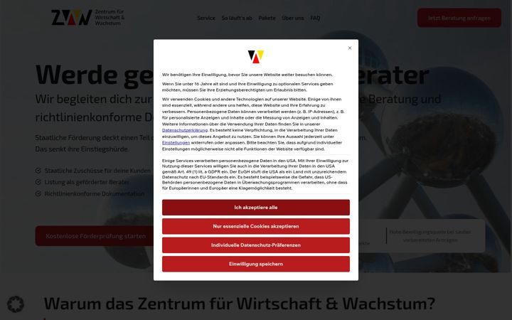 Skärmbild av zww-deutschland.de