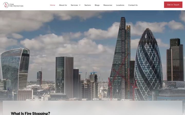Skjermbilde av zyanfireprotection.co.uk