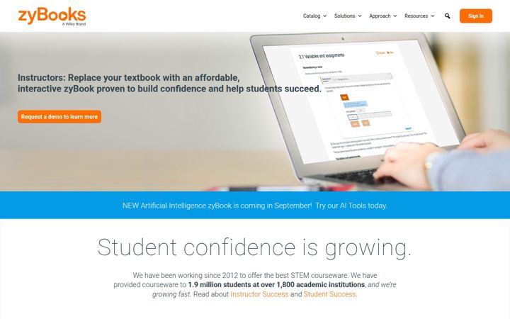 Screenshot of zybooks.com