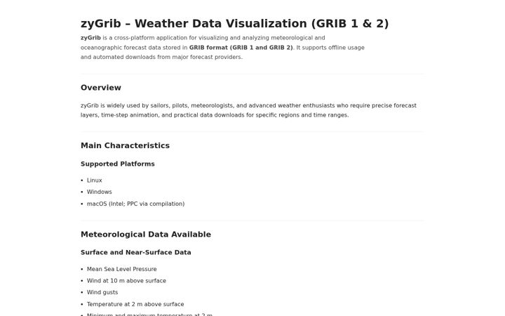 Screenshot of zygrib.org